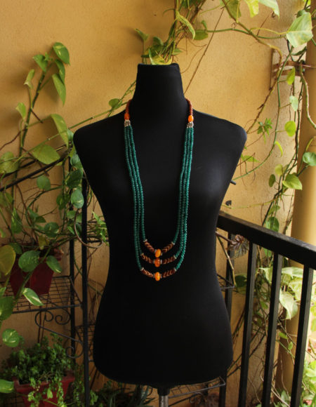 Green multi layered long necklace NND 2505