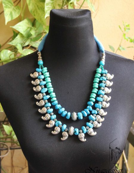 Turquoise blue bohemian necklace NND 2642