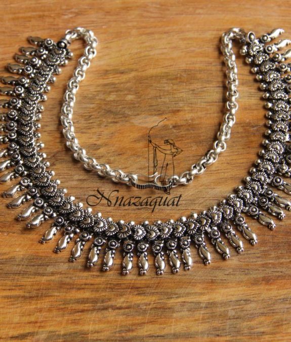 oxidised silver necklace online
