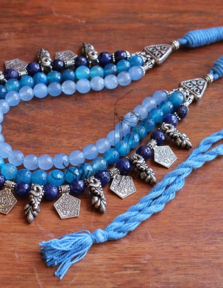 Blue multi layered coin necklace NND 3581