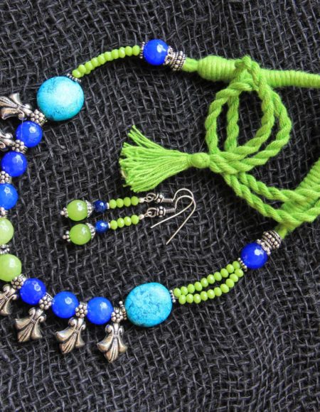 Blue beads multi pendent necklace NND 2498