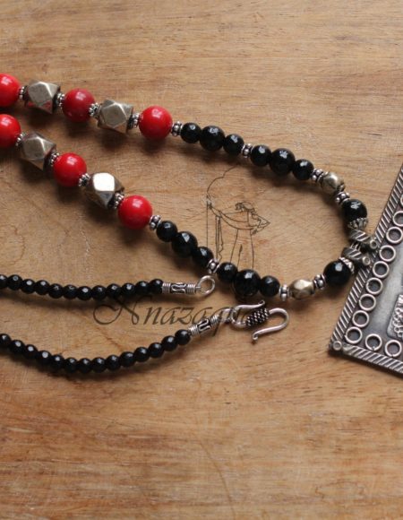 Silver lookalike Tribal necklace NND 3850