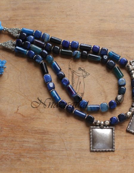 Blue Multilayer agates necklace NND 3851