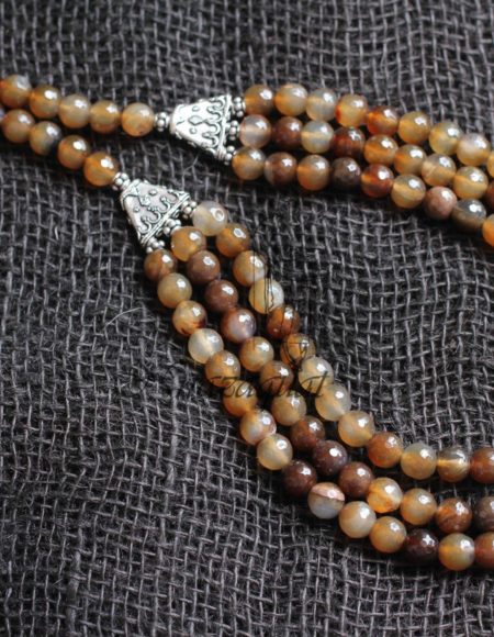 Brown Multilayer agates necklace NND 3854