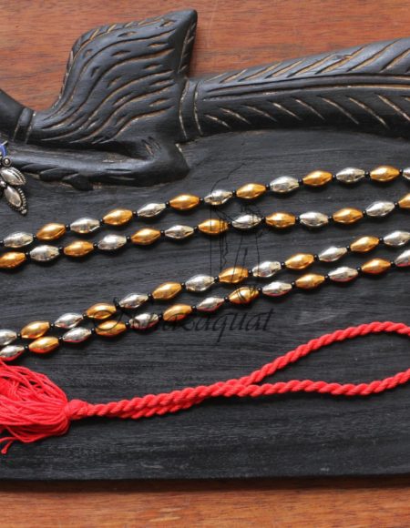 Double layered dholki gold/silver beads  necklace NND 3870