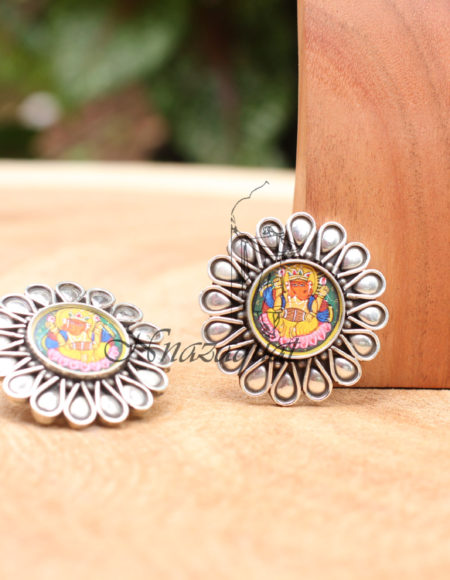 Pure silver hand painted stud Earrings SS 891