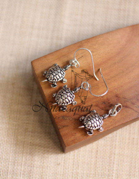 Pure silver dangler turtle earrings and pendent SS 1260