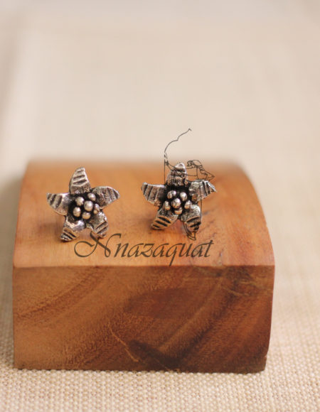 Pure silver handcrafted flower studs SS 1291