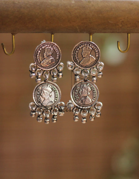 Pure silver handcrafted coin studs SS 1293