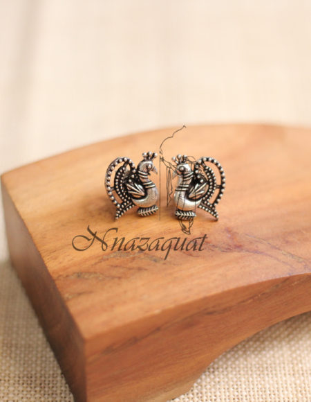 Pure silver handcrafted peacock studs SS 1294