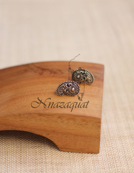 Pure silver handcrafted paisley studs SS 1296
