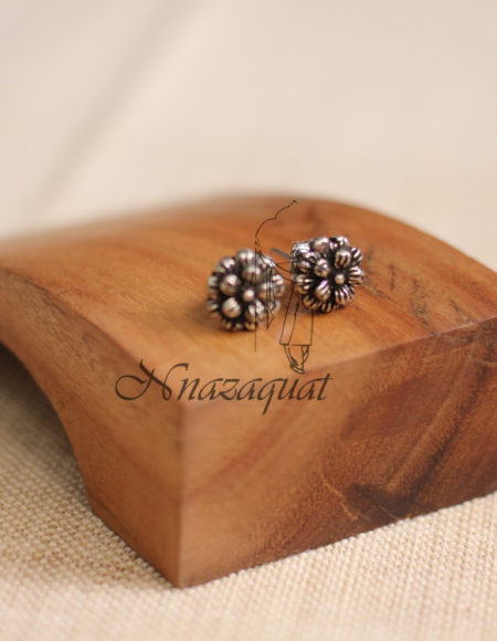 Pure silver handcrafted flower studs SS 1297