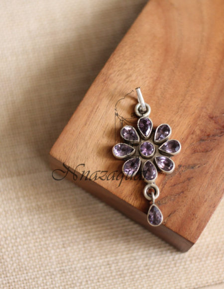 Pure silver studded pendant SS 1410