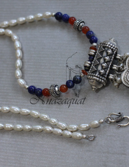Pure silver handcrafted pearl necklace SS 1574