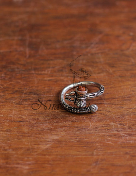 Pure silver Trishul Damroo ring SS 1630