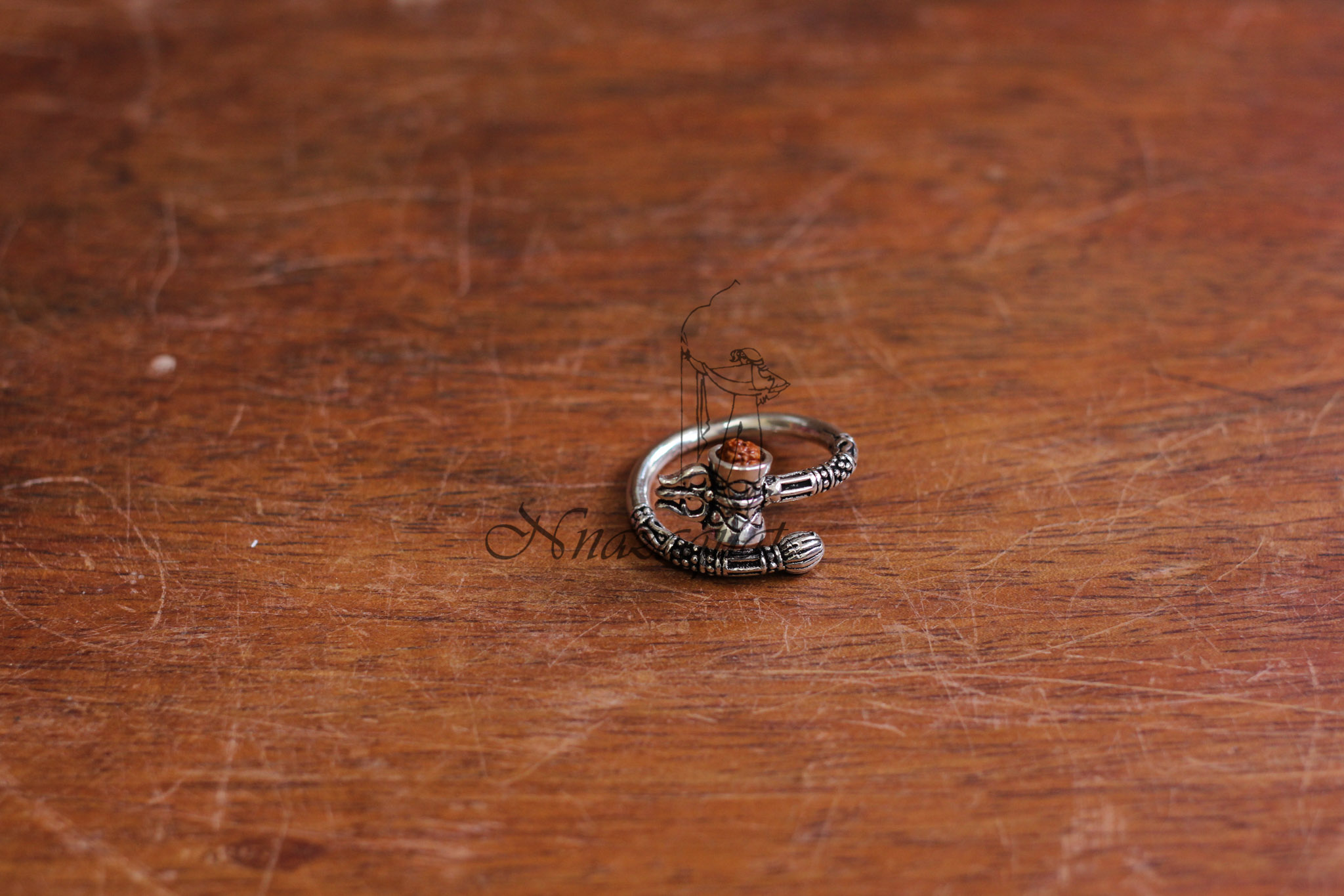 Pure silver Trishul Damroo ring SS 1630