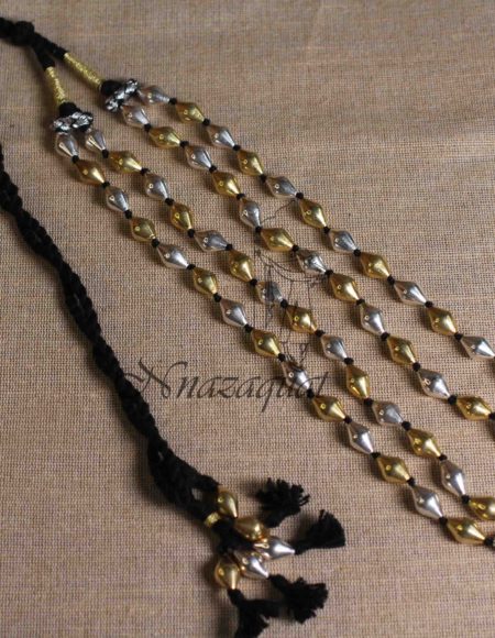 Pure Silver and gold polished handcrafted Dholki necklace SS 1836