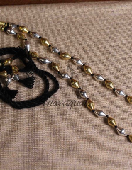 Pure Silver and gold polished handcrafted Dholki necklace SS 1837