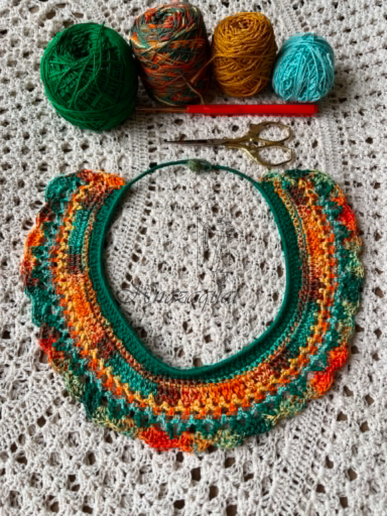 Crochet neckpiece Orange